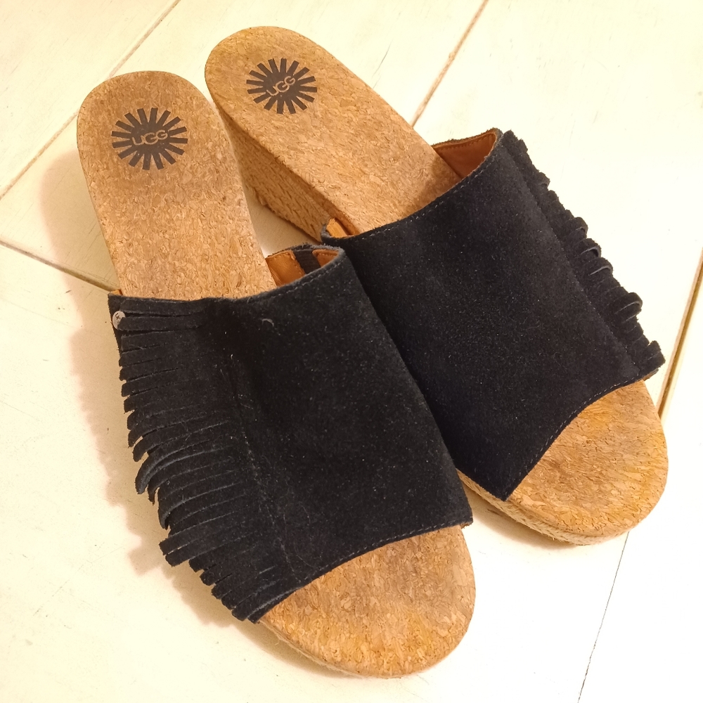 Ugg fringe suede slide espadrilles